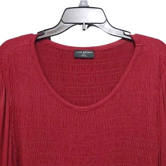 Lane Bryant Burgundy Red Ruched Long Sleeve Blouse Women's Size 3X 22/24 - Picture 4 of 7